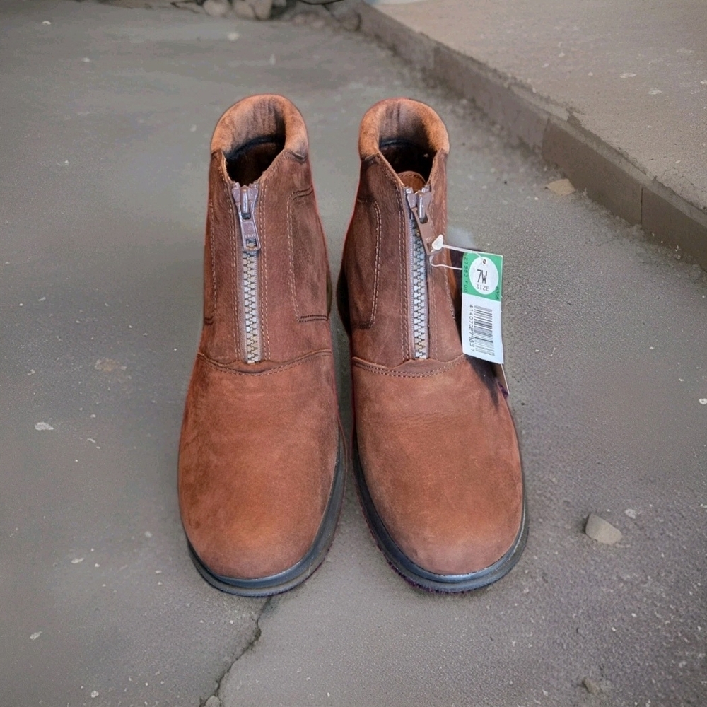 Women's Brown Ankle Boots with Zipper